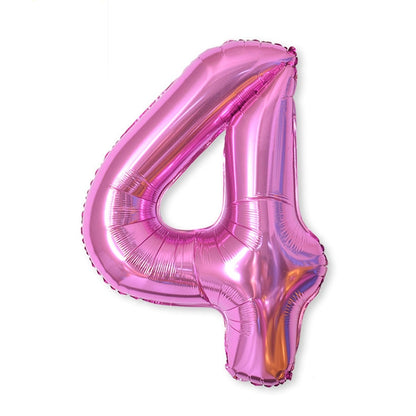 ELECTROPRIME 2 PCS 40 Inch Aluminium Foil Number Balloons Birthday Wedding Engagement Party Decor Kids Ball Supplies(4-Rose red)