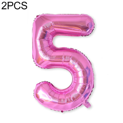 ELECTROPRIME 2 PCS 40 Inch Aluminium Foil Number Balloons Birthday Wedding Engagement Party Decor Kids Ball Supplies(5-Rose red)