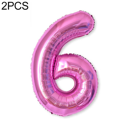 ELECTROPRIME 2 PCS 40 Inch Aluminium Foil Number Balloons Birthday Wedding Engagement Party Decor Kids Ball Supplies(6-Rose red)