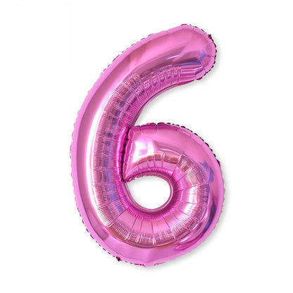 ELECTROPRIME 2 PCS 40 Inch Aluminium Foil Number Balloons Birthday Wedding Engagement Party Decor Kids Ball Supplies(6-Rose red)
