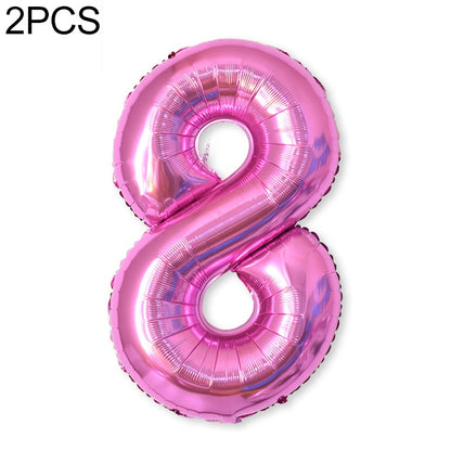 ELECTROPRIME 2 PCS 40 Inch Aluminium Foil Number Balloons Birthday Wedding Engagement Party Decor Kids Ball Supplies(8-Rose red)