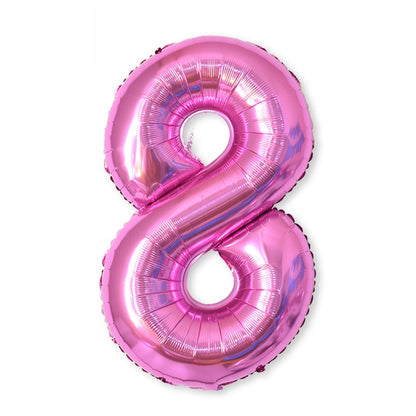 ELECTROPRIME 2 PCS 40 Inch Aluminium Foil Number Balloons Birthday Wedding Engagement Party Decor Kids Ball Supplies(8-Rose red)