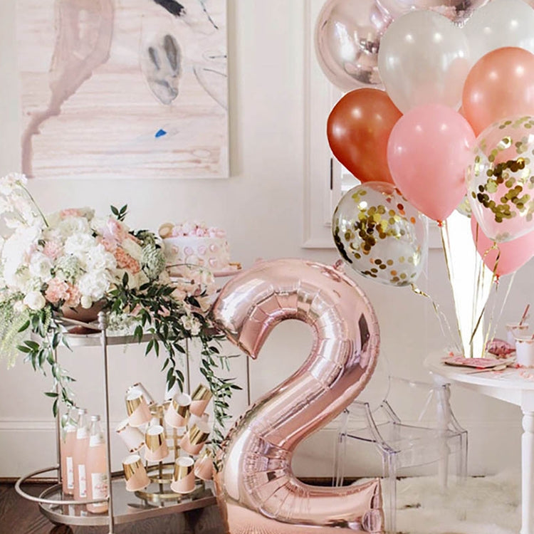 ELECTROPRIME 2 PCS 40 Inch Aluminium Foil Number Balloons Birthday Wedding Engagement Party Decor Kids Ball Supplies(8-Rose red)