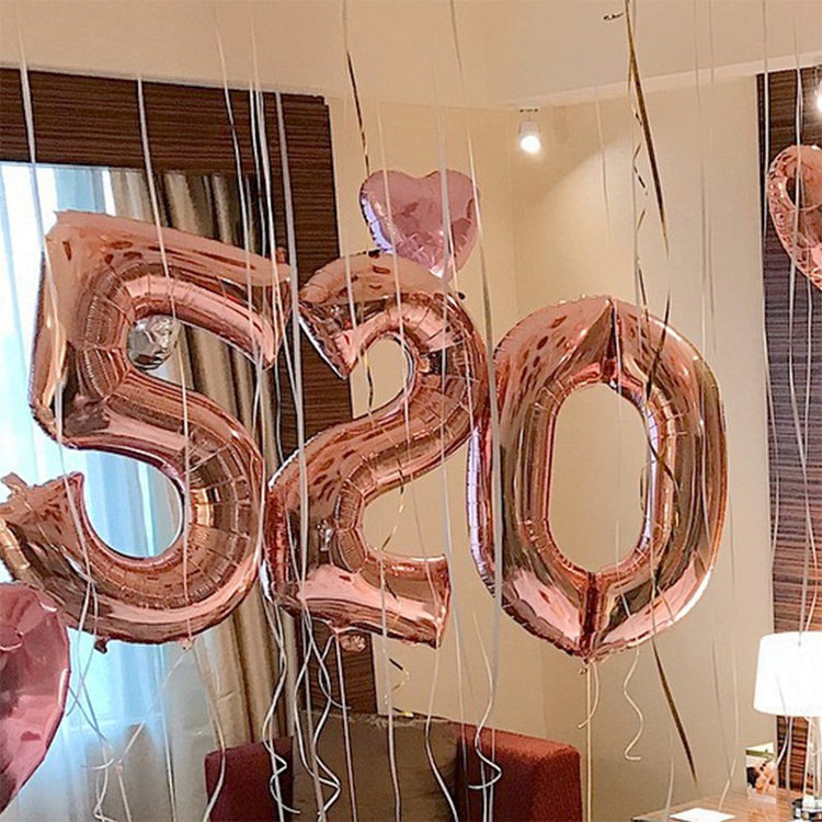 ELECTROPRIME 2 PCS 40 Inch Aluminium Foil Number Balloons Birthday Wedding Engagement Party Decor Kids Ball Supplies(8-Rose red)