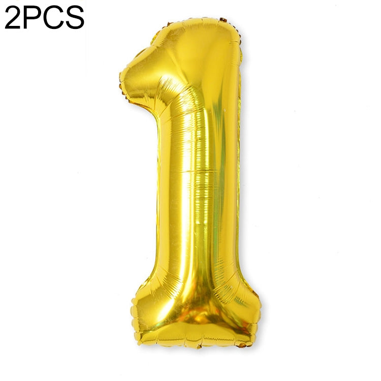 ELECTROPRIME 2 PCS 40 Inch Aluminium Foil Number Balloons Birthday Wedding Engagement Party Decor Kids Ball Supplies(1-Gold)