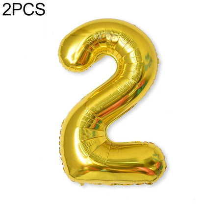 ELECTROPRIME 2 PCS 40 Inch Aluminium Foil Number Balloons Birthday Wedding Engagement Party Decor Kids Ball Supplies(2-Gold)