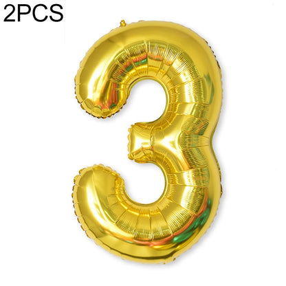 ELECTROPRIME 2 PCS 40 Inch Aluminium Foil Number Balloons Birthday Wedding Engagement Party Decor Kids Ball Supplies(3-Gold)