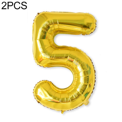 ELECTROPRIME 2 PCS 40 Inch Aluminium Foil Number Balloons Birthday Wedding Engagement Party Decor Kids Ball Supplies(5-Gold)