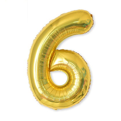 ELECTROPRIME 2 PCS 40 Inch Aluminium Foil Number Balloons Birthday Wedding Engagement Party Decor Kids Ball Supplies(6-Gold)