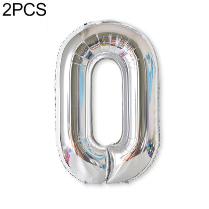 ELECTROPRIME 2 PCS 40 Inch Aluminium Foil Number Balloons Birthday Wedding Engagement Party Decor Kids Ball Supplies(0-Silver)
