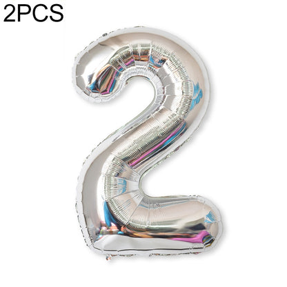 ELECTROPRIME 2 PCS 40 Inch Aluminium Foil Number Balloons Birthday Wedding Engagement Party Decor Kids Ball Supplies(2-Silver)
