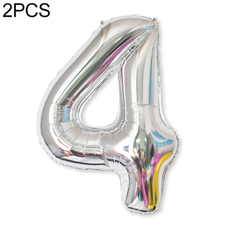 ELECTROPRIME 2 PCS 40 Inch Aluminium Foil Number Balloons Birthday Wedding Engagement Party Decor Kids Ball Supplies(4-Silver)