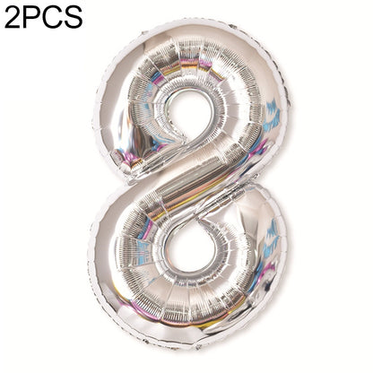 ELECTROPRIME 2 PCS 40 Inch Aluminium Foil Number Balloons Birthday Wedding Engagement Party Decor Kids Ball Supplies(8-Silver)