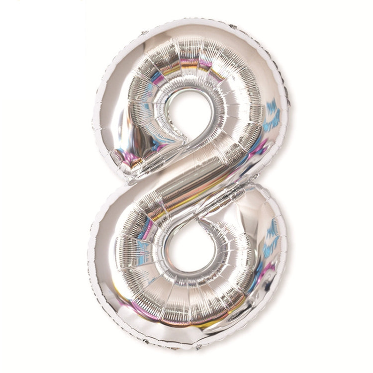 ELECTROPRIME 2 PCS 40 Inch Aluminium Foil Number Balloons Birthday Wedding Engagement Party Decor Kids Ball Supplies(8-Silver)