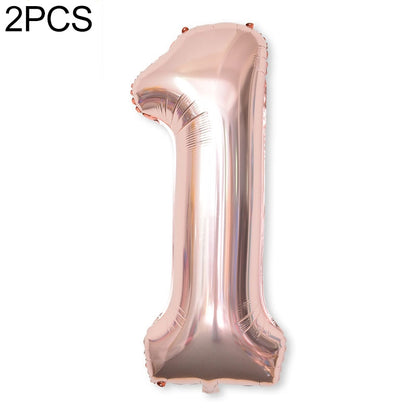 ELECTROPRIME 2 PCS 40 Inch Aluminium Foil Number Balloons Birthday Wedding Engagement Party Decor Kids Ball Supplies(1-Champaign gold)