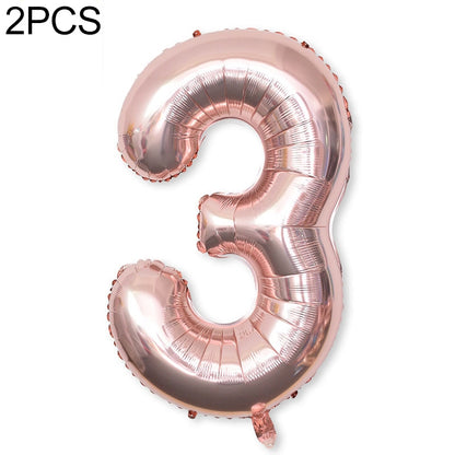ELECTROPRIME 2 PCS 40 Inch Aluminium Foil Number Balloons Birthday Wedding Engagement Party Decor Kids Ball Supplies(3-Champaign gold)