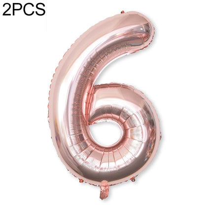ELECTROPRIME 2 PCS 40 Inch Aluminium Foil Number Balloons Birthday Wedding Engagement Party Decor Kids Ball Supplies(6-Champaign gold)