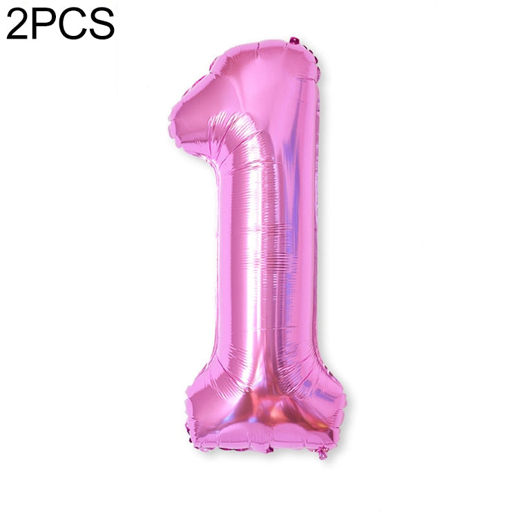 ELECTROPRIME 2 PCS 40 Inch Aluminium Foil Number Balloons Birthday Wedding Engagement Party Decor Kids Ball Supplies(1-Rose red)
