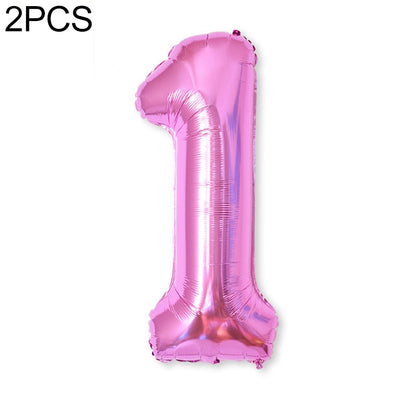 ELECTROPRIME 2 PCS 40 Inch Aluminium Foil Number Balloons Birthday Wedding Engagement Party Decor Kids Ball Supplies(1-Rose red)