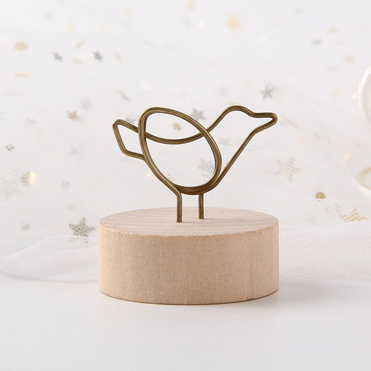 ELECTROPRIME Creative Round Wooden Iron Photo Clip Memo Name Card Pendant Furnishing Articles Picture Frame(Bird)