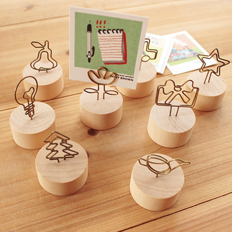 ELECTROPRIME Creative Round Wooden Iron Photo Clip Memo Name Card Pendant Furnishing Articles Picture Frame(Tree)