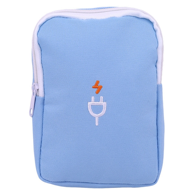 ELECTROPRIME Portable Multi-function Travel Pouch Cable Power Bank Package Case(Blue)