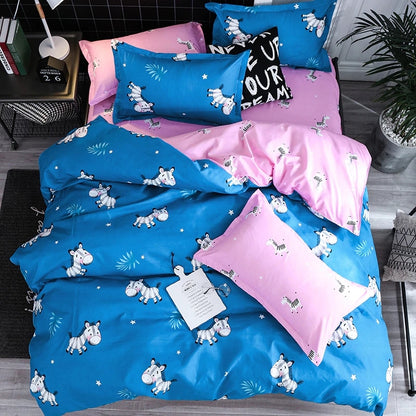 ELECTROPRIME Bedding Set Luxury Family Set Sheet Duvet Cover Pillowcase, Size:1.2m Three-piece bedsheet(Zebra)