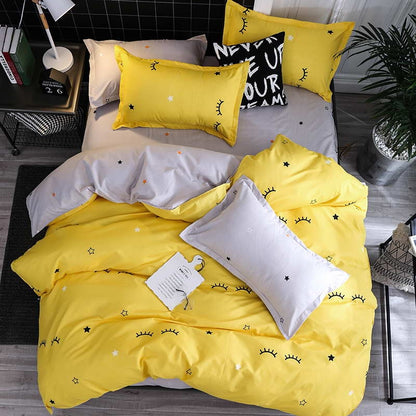 ELECTROPRIME Bedding Set Luxury Family Set Sheet Duvet Cover Pillowcase, Size:1.2m Three-piece bedsheet(Star)