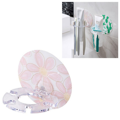 ELECTROPRIME Plastic Toothbrush Holder Toothpaste Storage Tooth Brush Dispenser(Pink)