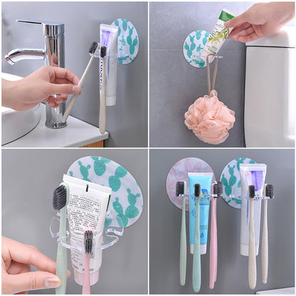 ELECTROPRIME Plastic Toothbrush Holder Toothpaste Storage Tooth Brush Dispenser(Green)