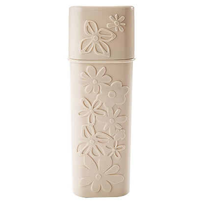 ELECTROPRIME Portable Flower Carved Toothbrush Holder Outdoor Toothrush Cap Case Toothpaste Storage Box Wash Cup(Beige)