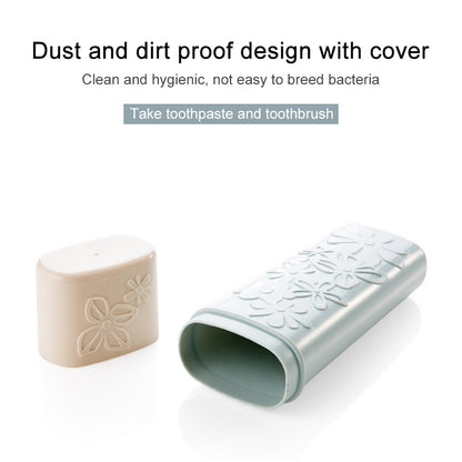 ELECTROPRIME Portable Flower Carved Toothbrush Holder Outdoor Toothrush Cap Case Toothpaste Storage Box Wash Cup(Beige)
