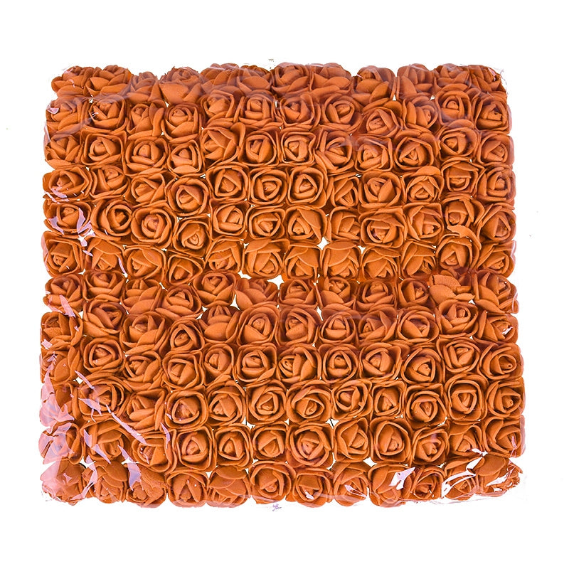ELECTROPRIME DIY Mini Foam Rose Artificial Flower Bouquet Multicolor Rose Wedding Flower Decoration Scrapbooking Fake Rose Flower(Orange)