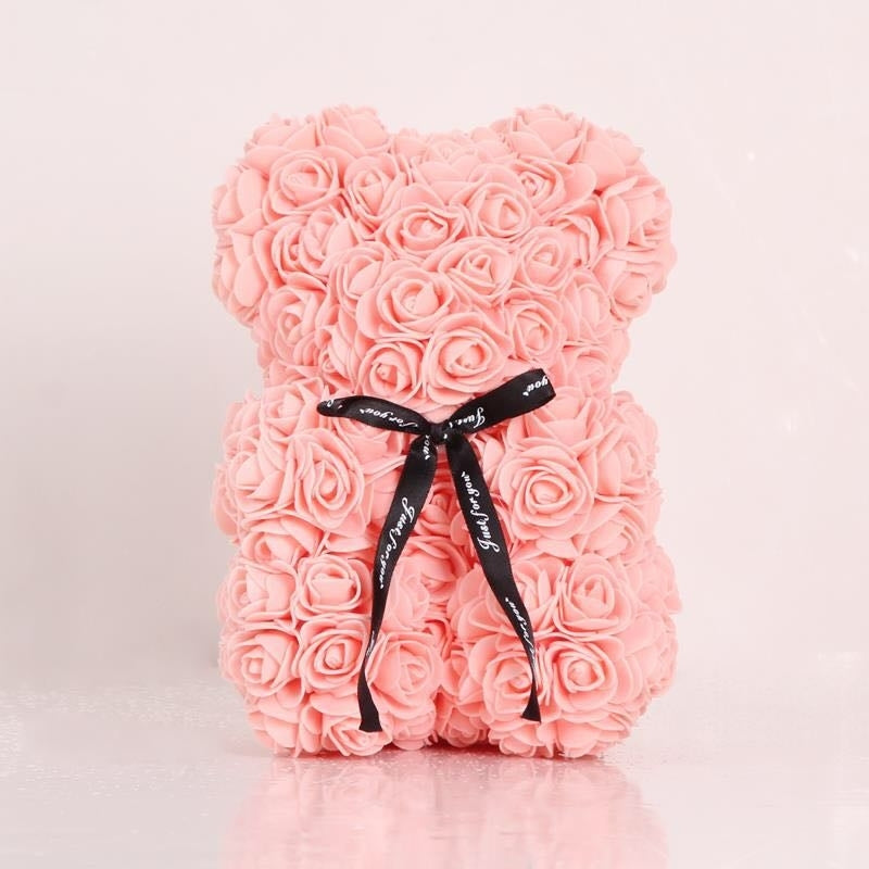 ELECTROPRIME 25cm Bear Shape Artificial Foam Roses Flower Ornament(Light Pink)