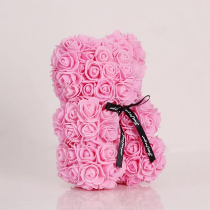 ELECTROPRIME 25cm Bear Shape Artificial Foam Roses Flower Ornament(Deep Pink)