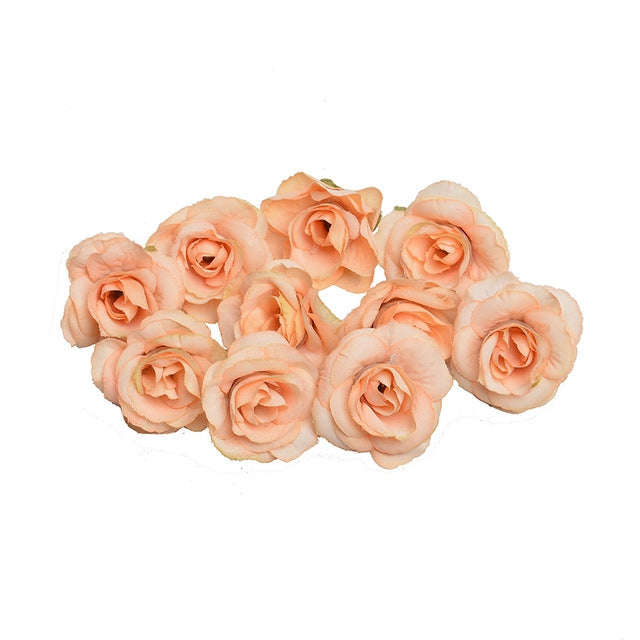 ELECTROPRIME 10 Sets 4cm Artificial Flower Silk Rose Flower Head for Wedding Party Home Decoration(Orange)