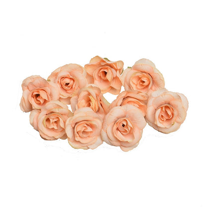 ELECTROPRIME 10 Sets 4cm Artificial Flower Silk Rose Flower Head for Wedding Party Home Decoration(Orange)
