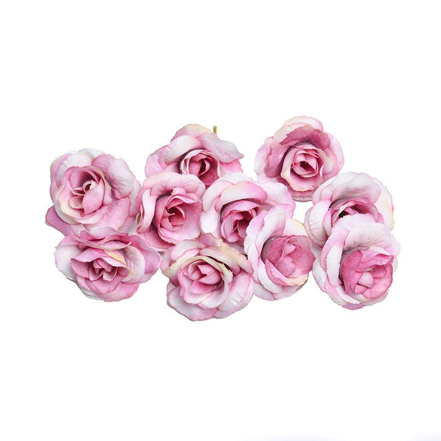 ELECTROPRIME 10 Sets 4cm Artificial Flower Silk Rose Flower Head for Wedding Party Home Decoration(Pink)