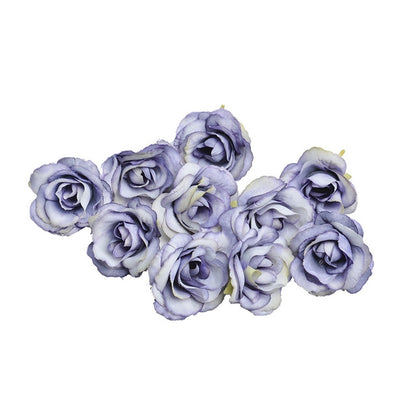ELECTROPRIME 10 Sets 4cm Artificial Flower Silk Rose Flower Head for Wedding Party Home Decoration(Purple)