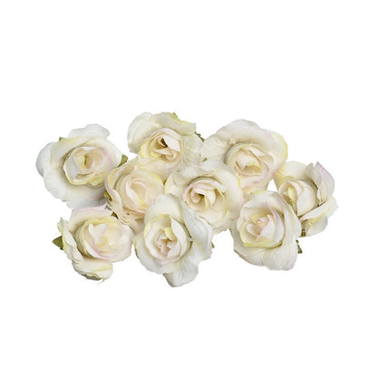 ELECTROPRIME 10 Sets 4cm Artificial Flower Silk Rose Flower Head for Wedding Party Home Decoration(Milk White)