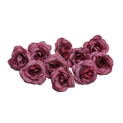 ELECTROPRIME 10 Sets 4cm Artificial Flower Silk Rose Flower Head for Wedding Party Home Decoration(Red)