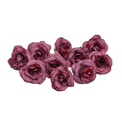 ELECTROPRIME 10 Sets 4cm Artificial Flower Silk Rose Flower Head for Wedding Party Home Decoration(Red)