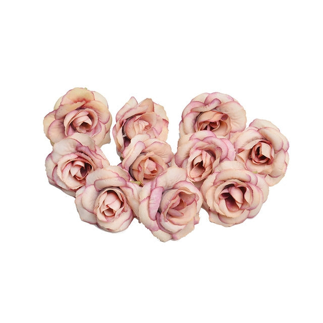 ELECTROPRIME 10 Sets 4cm Artificial Flower Silk Rose Flower Head for Wedding Party Home Decoration(Dark pink)