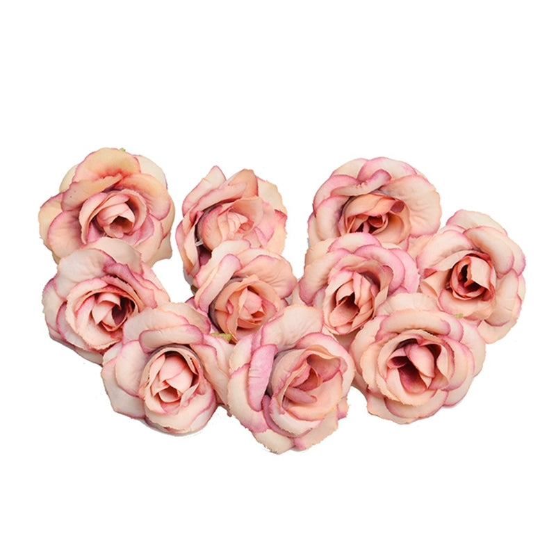 ELECTROPRIME 10 Sets 4cm Artificial Flower Silk Rose Flower Head for Wedding Party Home Decoration(Dark pink)