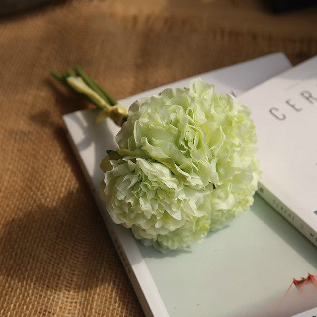 ELECTROPRIME 5 Heads Fake Flowers Artificial Flowers Peony Bouquet for Wedding and Home Decoration(Green)