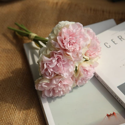 ELECTROPRIME 5 Heads Fake Flowers Artificial Flowers Peony Bouquet for Wedding and Home Decoration(Light Pink)