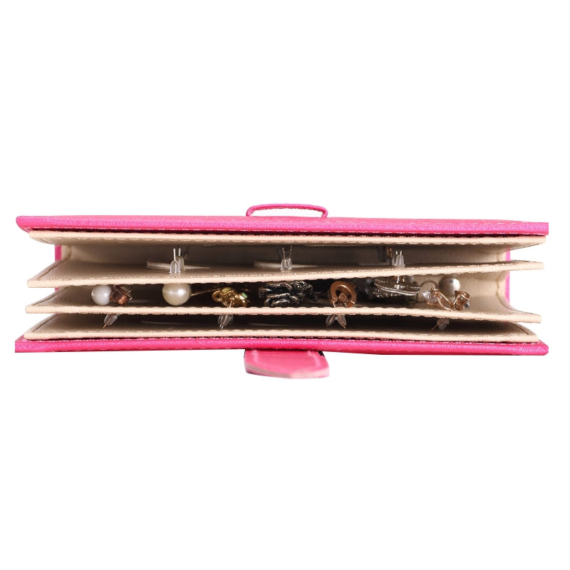 ELECTROPRIME Portable PU Leather Storage Box Necklace Jewelry Display Box Organizer(Rose Red)