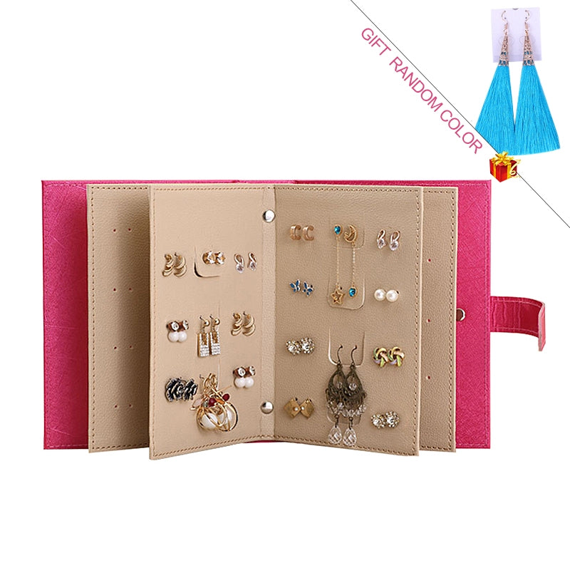 ELECTROPRIME Portable PU Leather Storage Box Necklace Jewelry Display Box Organizer(Pink)