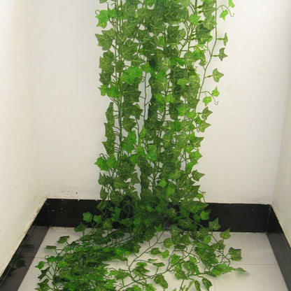 ELECTROPRIME 12 PCS 2.4M Artificial Ivy Green Leaf Garland Plants Vine Fake Home Decor PlasticFlower Rattan String