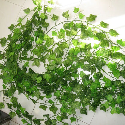 ELECTROPRIME 12 PCS 2.4M Artificial Ivy Green Leaf Garland Plants Vine Fake Home Decor PlasticFlower Rattan String